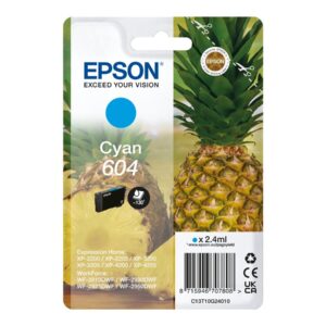 Epson 604 - 2.4 ml - azul cyan - original - blister com RF/alarme acústico - tinteiro - para Expression Home XP-2200, 2205, 3200, 3205, 4200, 4205, WorkForce WF-2910, 2930, 2935, 2950