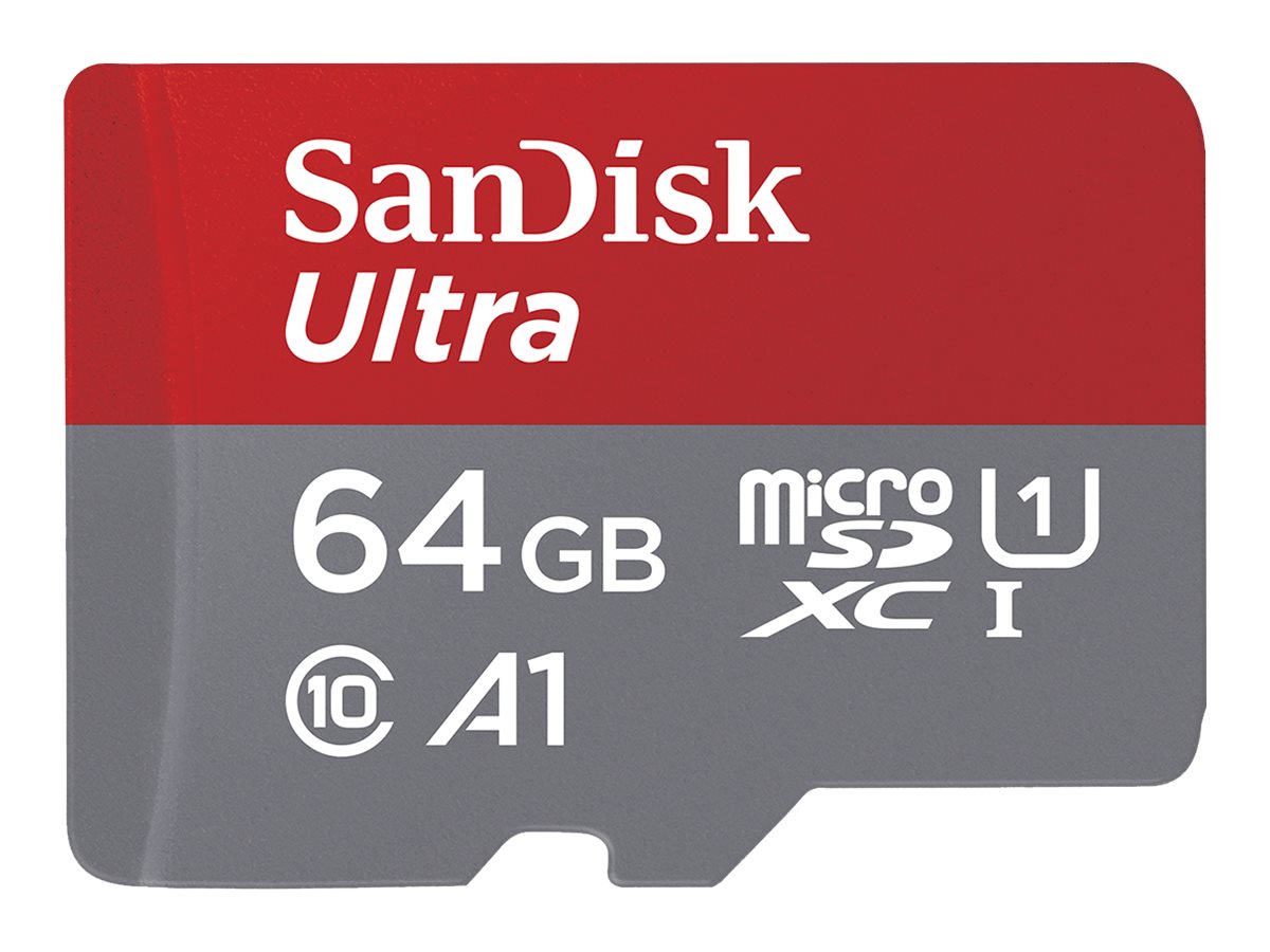 SanDisk Ultra - Cartão de memória flash (adaptador microSDXC para SD Incluído) - 64 GB - A1 / UHS-I U1 / Class10 - microSDXC UHS-I