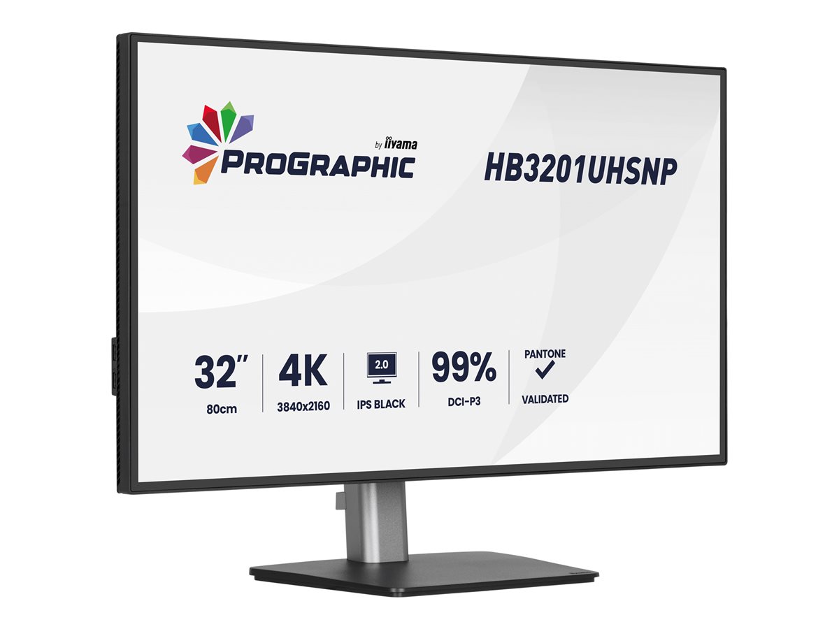 Iiyama ProGraphic HB3201UHSNP-B1 - Monitor LED - 31.5" - 3840 x 2160 4K @ 60 Hz - IPS Black 2.0 - 450 cd/m² - 3000:1 - 4 ms - HDMI, DisplayPort, USB-C - altifalantes - preto, mate