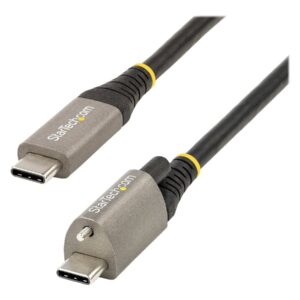 StarTech.com 20in 50cm Top Screw Locking USB C Cable 10Gbps, USB 3.1/3.2 Gen 2 Type-C Cable, 100W (5A) Power Delivery Charging, DP Alt Mode, Single Screw Lock, USB-C to C Cord - Thunderbolt 3 Compatible (USB31CCTLKV50CM) - Cabo USB - USB-C (M) reto/t