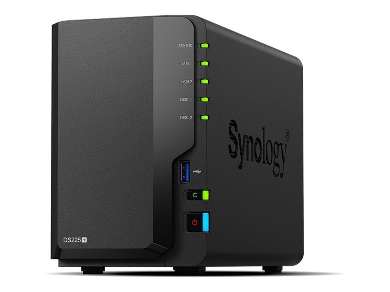 Synology Disk Station DS225+ - Servidor NAS - SATA 6Gb/s - RAID (expansão de disco rígido) 0, 1, JBOD - RAM 2 GB - Gigabit Ethernet / 2.5 Gigabit Ethernet - iSCSI assistência