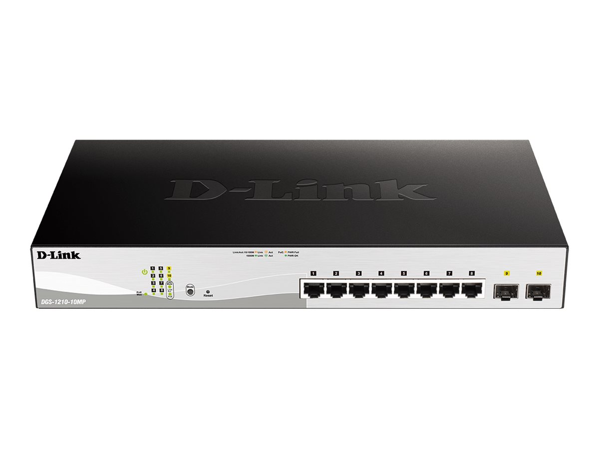 D-Link DGS 1210-10MP - interruptor - 10 portas - inteligente - montável em trilho
