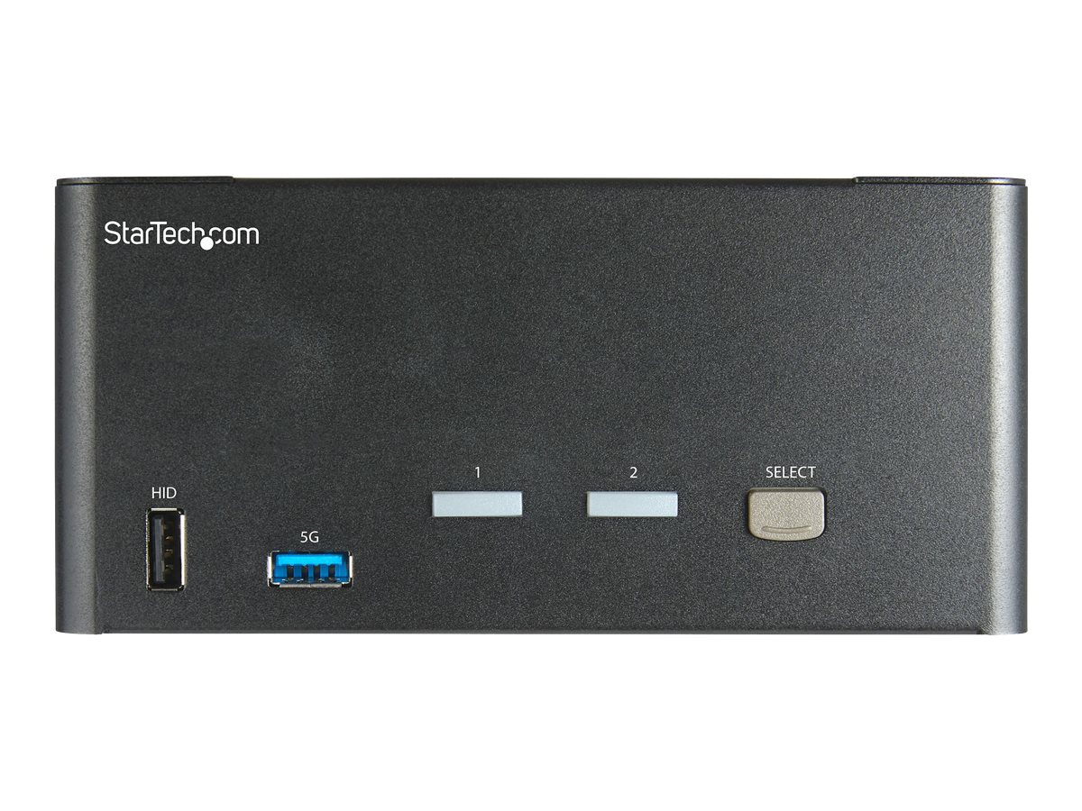 StarTech.com 2 Port Triple Monitor DisplayPort KVM Switch, 4K 60Hz UHD HDR, Desktop 4K DP 1.2 KVM with 2 Port USB 3.0 Hub (5Gbps) & 4x USB 2.0 HID Ports, Audio, Hotkey Switching, TAA - Keyboard/Video/Mouse Switch - Chave de KVM / áudio - 2 x KVM / áu - Image 2