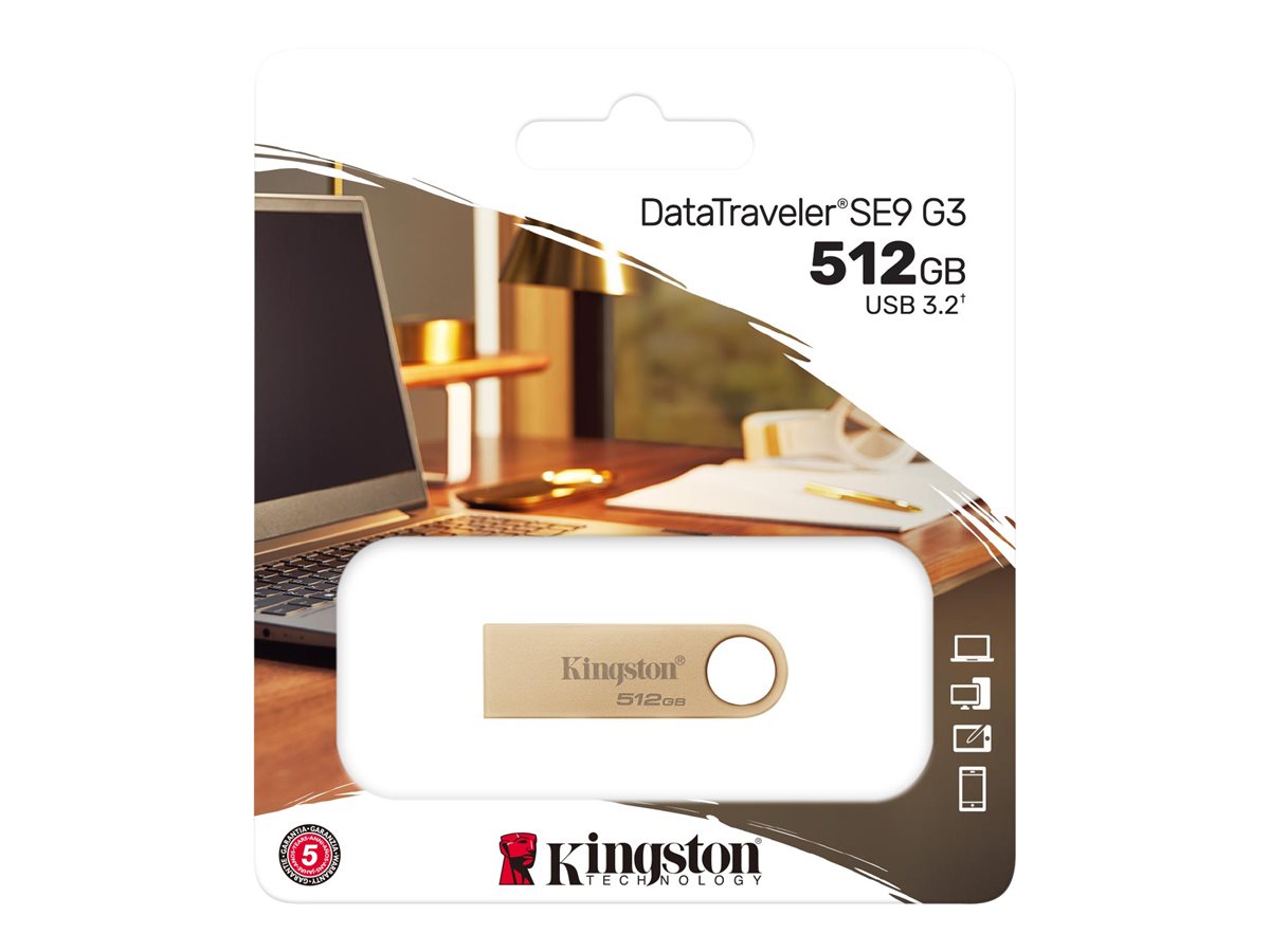 Kingston DataTraveler SE9 G3 - Drive flash USB - 512 GB - USB 3.2 Gen 1 - ouro - Image 3