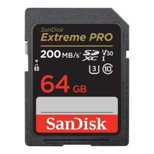 SanDisk Extreme Pro - Cartão de memória flash - 64 GB - Video Class V30 / UHS-I U3 / Class10 - SDXC UHS-I