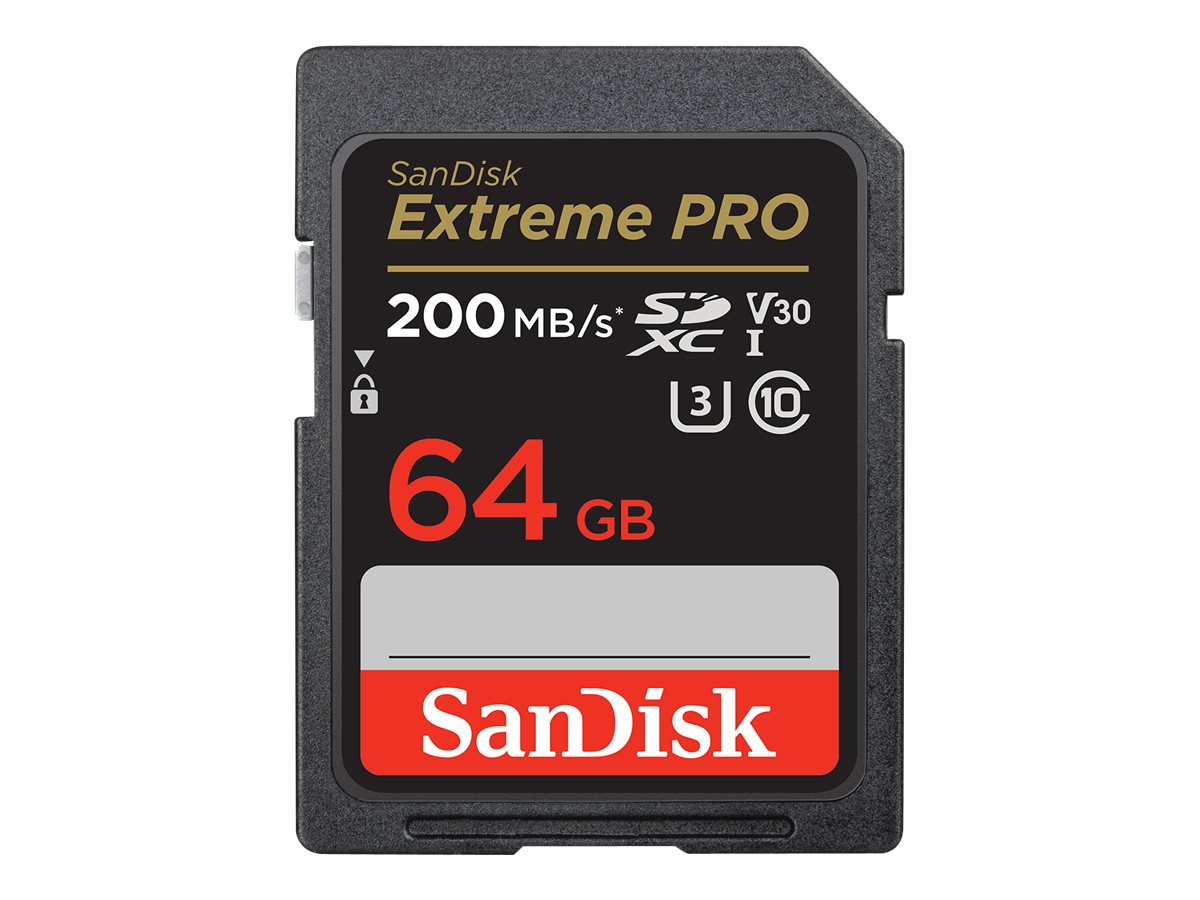 SanDisk Extreme Pro - Cartão de memória flash - 64 GB - Video Class V30 / UHS-I U3 / Class10 - SDXC UHS-I