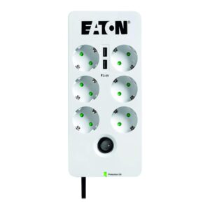 Eaton Protection Box 6 USB DIN - Protector contra picos de corrente - AC 220-250 V - 2500 Watt - conectores de saída: 6 - branco