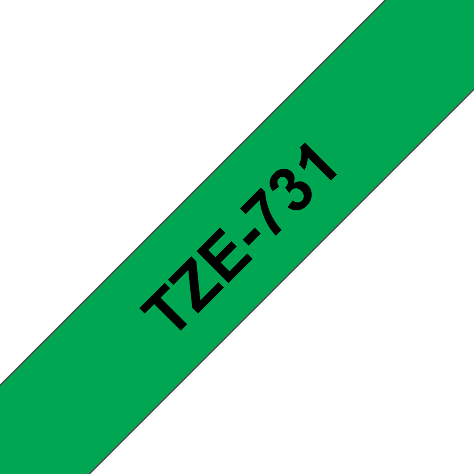 Brother TZe-731 - Preto em verde - Rolo (1,2 cm x 8 m) 1 cassete(s) fita laminada - para Brother PT-D210, D600, H110, P750, P-Touch PT-1005, D450, P300, P-Touch Cube Pro PT-P910