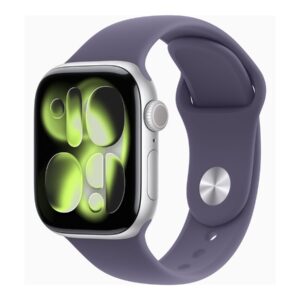 Apple Watch Series 11 (GPS) - 42 mm - alumínio prata - relógio inteligente Com banda de desporto - fluoroelastómero - neblina roxa - tamanho da banda: S/M - 64 GB - Wi-Fi 4, UWB, Bluetooth - 30.3 g