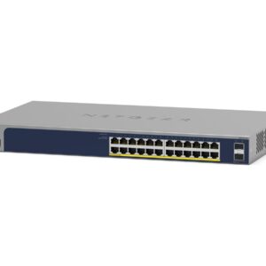 NETGEAR Smart GS728TP - Interruptor - L3 Lite - inteligente - 16 x 10/100/1000 (PoE) + 8 x 10/100/1000 (PoE+) + 4 x SFP - montável em trilho - PoE+ (192 W)