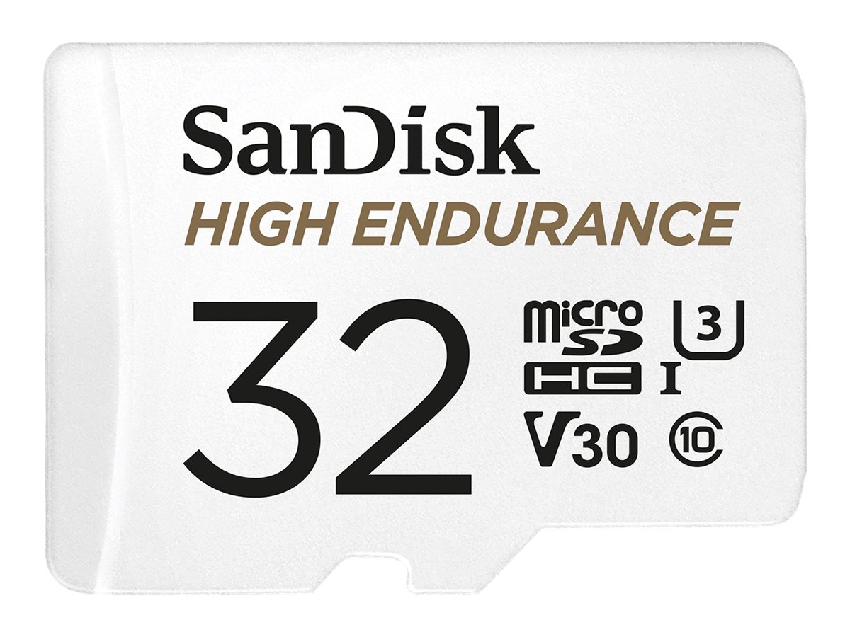 SanDisk High Endurance - Cartão de memória flash (adaptador microSDHC a SD Incluído) - 32 GB - Video Class V30 / UHS-I U3 / Class10 - microSDHC UHS-I