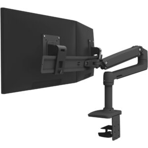Ergotron LX - Kit de montagem (braço articulado, extensão, base, mola de secretária de 2 peças, arco de visores duplos, 2 eixos, poste de 20,32cm) - para 2 visores LCD - orientação dupla - preto opaco - tamanho de tela: até 25"