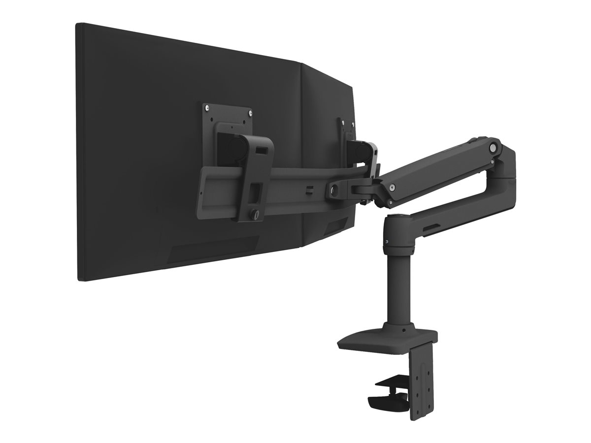 Ergotron LX - Kit de montagem (braço articulado, extensão, base, mola de secretária de 2 peças, arco de visores duplos, 2 eixos, poste de 20,32cm) - para 2 visores LCD - orientação dupla - preto opaco - tamanho de tela: até 25"