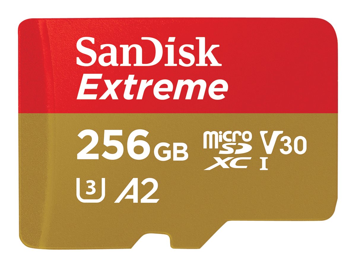 SanDisk Extreme - Cartão de memória flash (adaptador microSDXC para SD Incluído) - 256 GB - A2 / Video Class V30 / UHS-I U3 / Class10 - microSDXC UHS-I