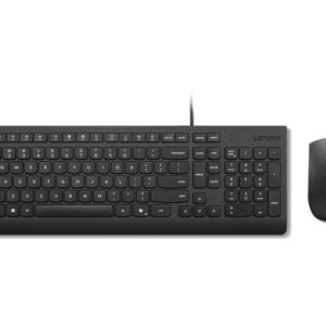 Lenovo Essential Wired Combo - Conjunto de teclado e rato - disposição de 2,5 zonas - USB - QWERTY - Português - preto - caixa castanha
