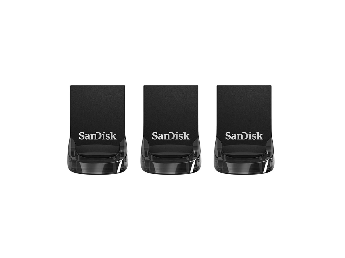 SanDisk Ultra Fit - Drive flash USB - 32 GB - USB 3.1 - preto (pacote de 3)
