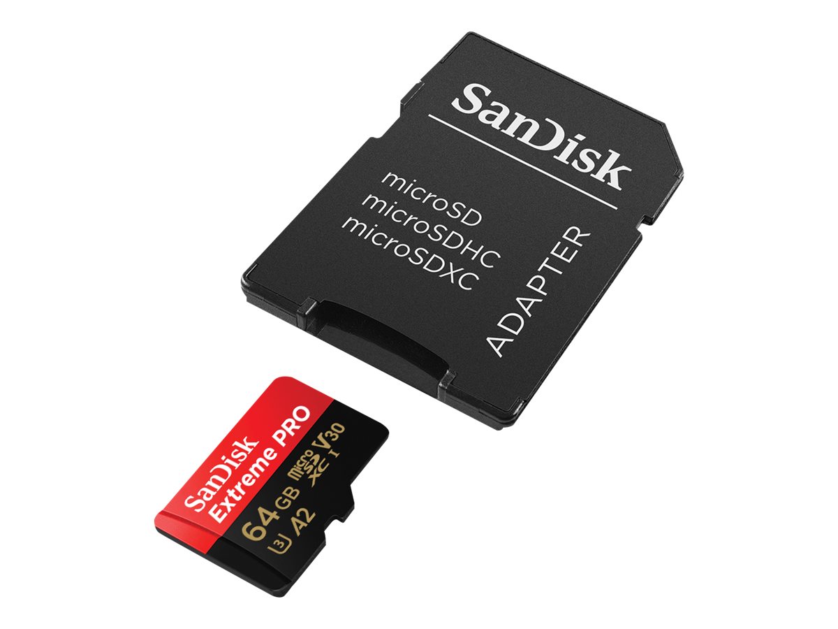 SanDisk Extreme Pro - Cartão de memória flash (adaptador microSDXC para SD Incluído) - 64 GB - A2 / Video Class V30 / UHS-I U3 / Class10 - microSDXC UHS-I - Image 3