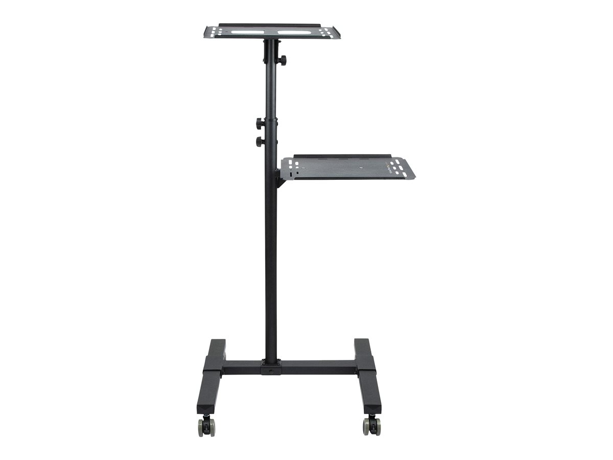 StarTech.com Mobile Projector and Laptop Stand/Cart, Heavy Duty Portable Projector Stand (2 Vented Shelves, hold 22lb/10kg each), Height Adjustable Rolling AV Presentation Cart with Wheels - Lockable Casters - Carrinho - para projector / notebook - a - Image 2
