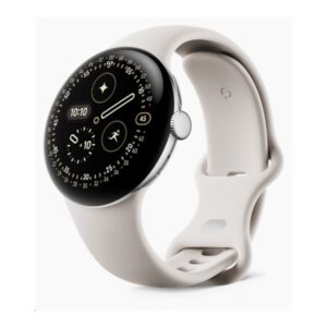 Google Pixel Watch 4 - 41 mm - alumínio prateado polido - relógio inteligente Com banda ativa - fluorelastômero com revestimento tátil - porcelana - tamanho da banda: L - 32 GB - UWB, NFC, Bluetooth, Wi-Fi 6 - 31 g