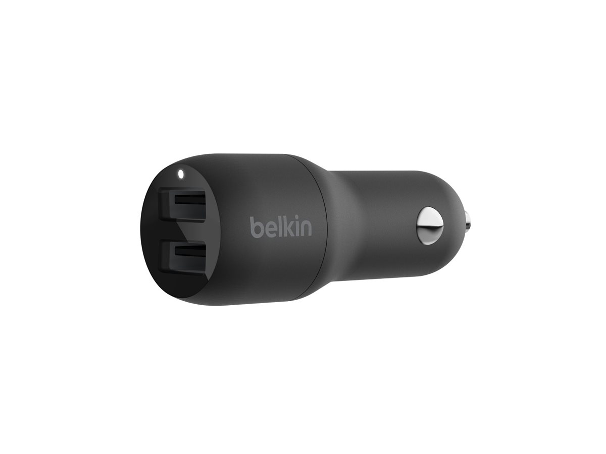 Belkin BoostCharge Dual Charger - Adaptador de energia para automóvel - 24 Watt - 4.8 A - 2 conectores de saída (USB) - preto