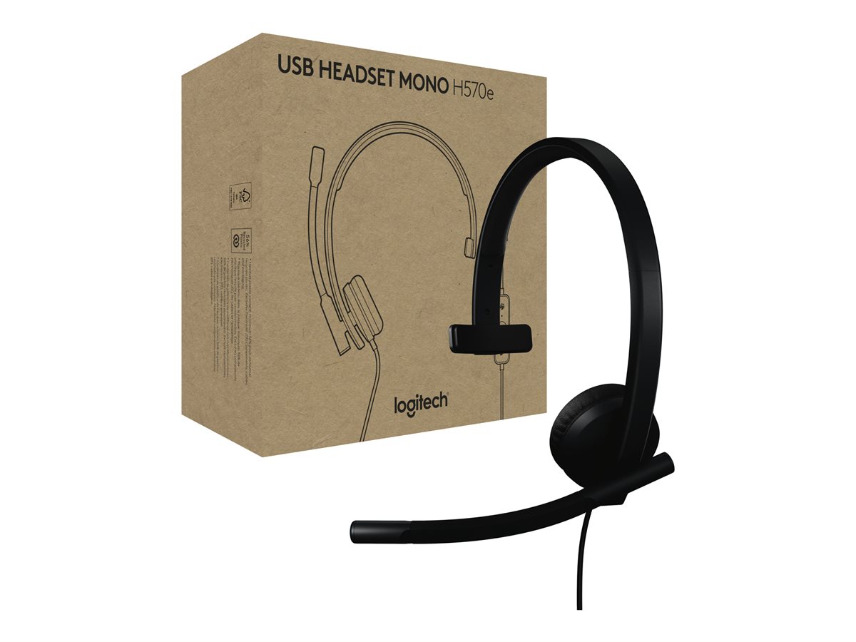 Logitech H570e - Auscultadores - no ouvido - com cabo - USB-A - Certificado para Microsoft Teams