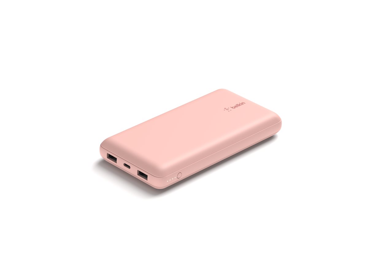 Belkin BoostCharge - Carregador portátil - 20000 mAh - 15 Watt - 3 A - 3 conectores de saída (USB-C, 2 x USB) - no cabo: USB-C - ouro rosa - Image 2