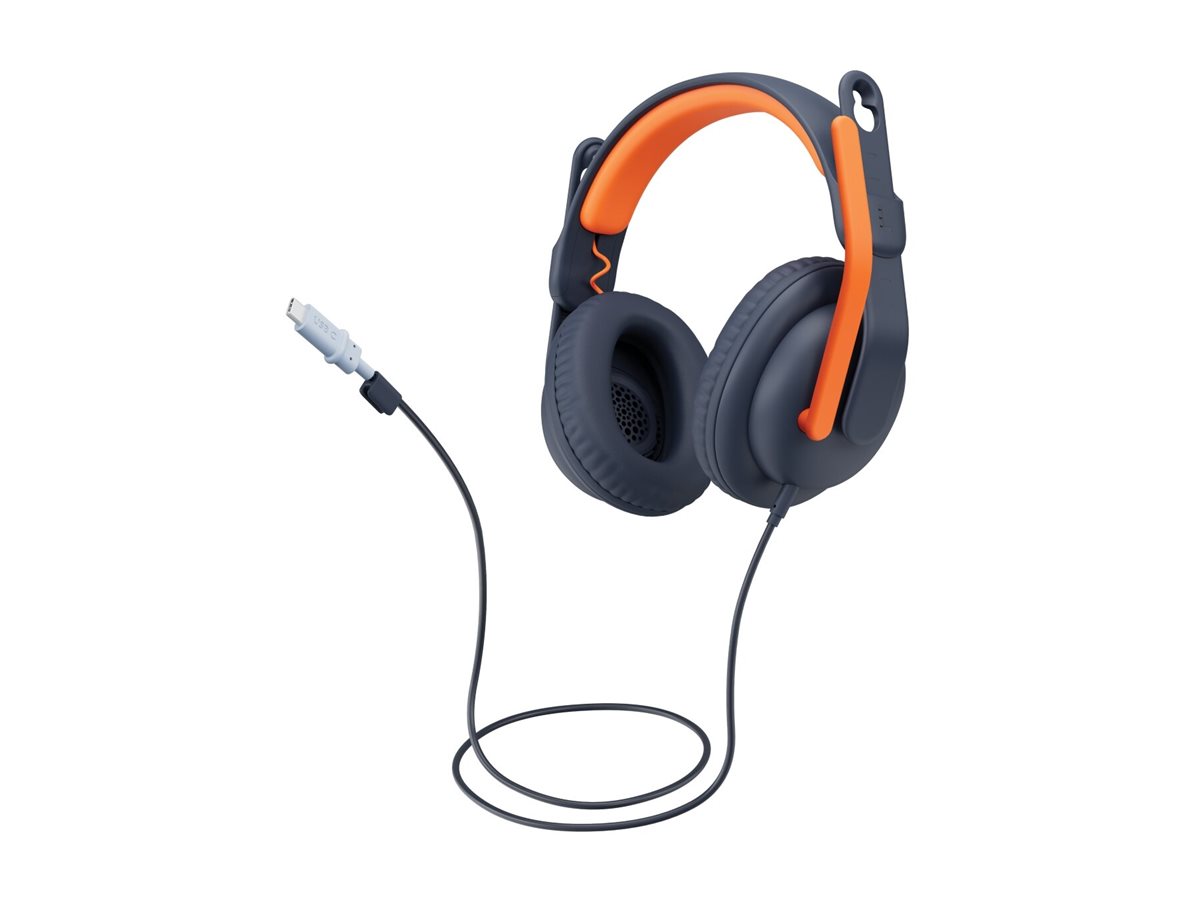 Logitech Zone Learn On-Ear Wired Headset for Learners, USB-A - Auscultadores supra-aurais com microfonoe - no ouvido - substituição - com cabo - USB-C
