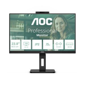 AOC Pro-line 24P3QW - P3 Series - monitor LED - 24" (23.8" visível) - 1920 x 1080 Full HD (1080p) @ 75 Hz - IPS - 300 cd/m² - 1000:1 - 4 ms - 2xHDMI, DisplayPort - altifalantes - preto