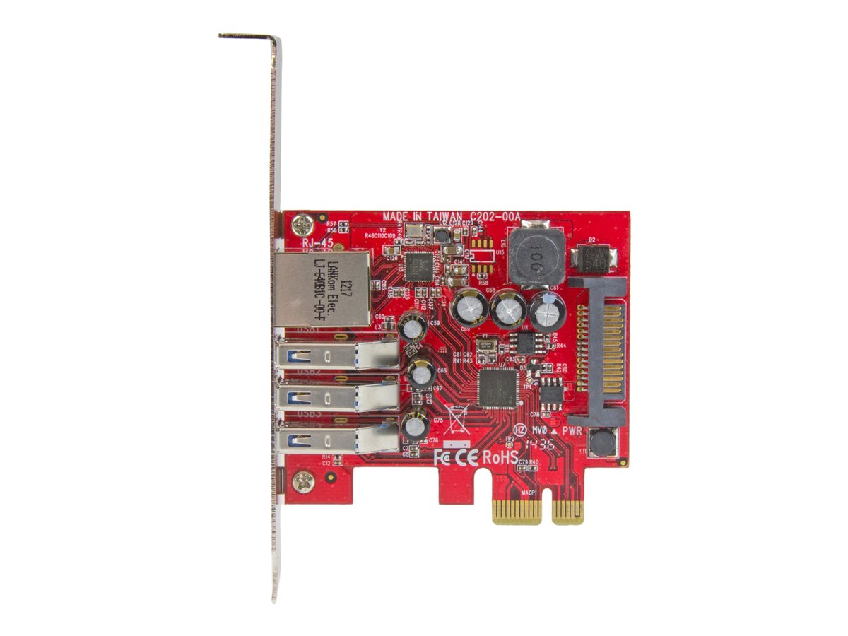 StarTech.com 3 Port PCI Express USB 3.0 Card + Gigabit Ethernet - Fits Standard & Low-Profile PCs - UASP Supported - Optional SATA Power (PEXUSB3S3GE) - Adaptador de rede / USB - PCIe 2.0 baixo perfil - USB 3.0 x 3 + 1000Base-T x 1 - Image 3