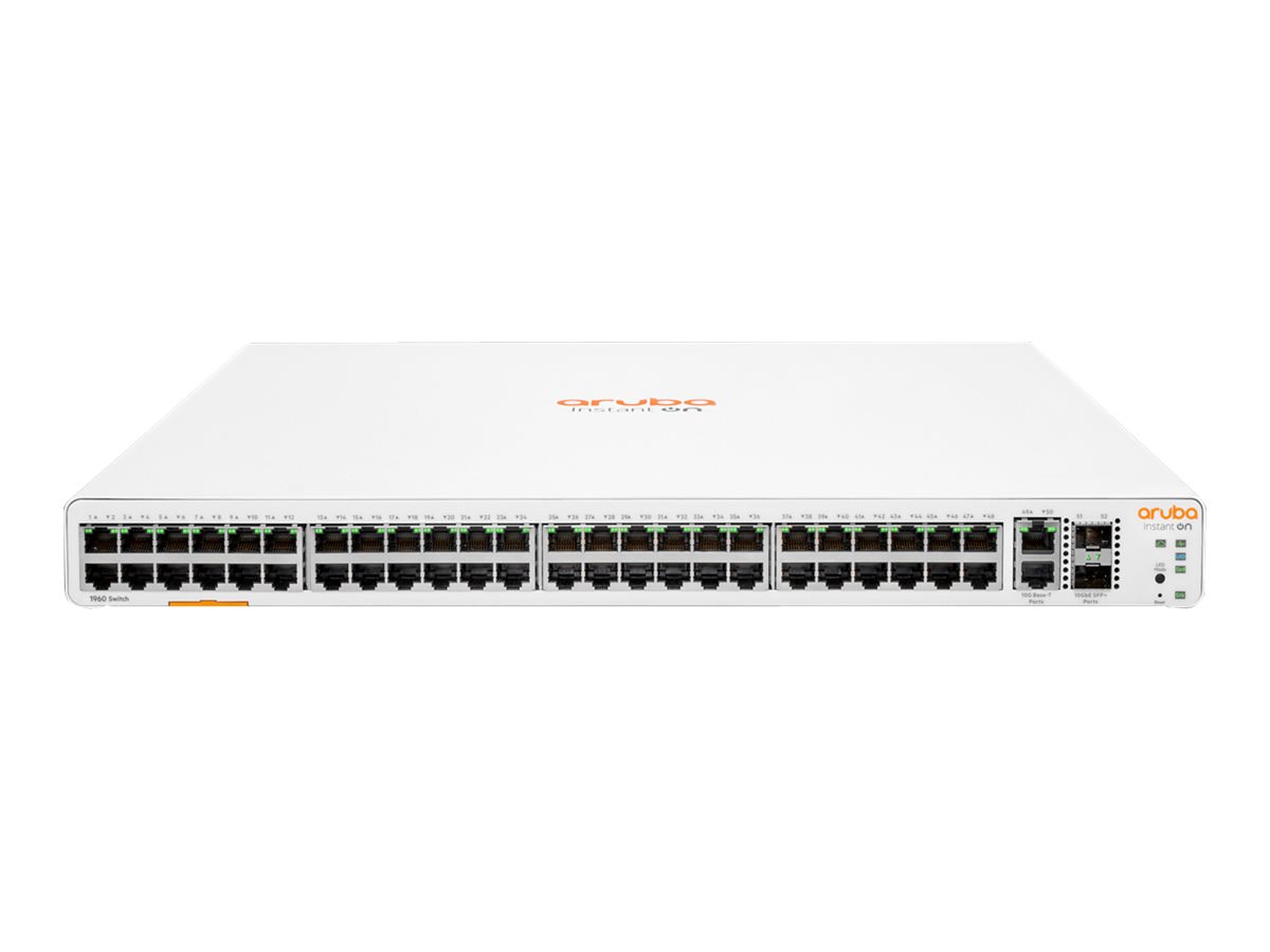 HPE Networking Instant On 1960 48G 2XGT 2SFP+ Switch - Interruptor - L2+ - inteligente - 48 x 10/100/1000 + 2 x 10 Gigabit SFP+ + 2 x 10 Gigabit Ethernet - desktop, montável em trilho