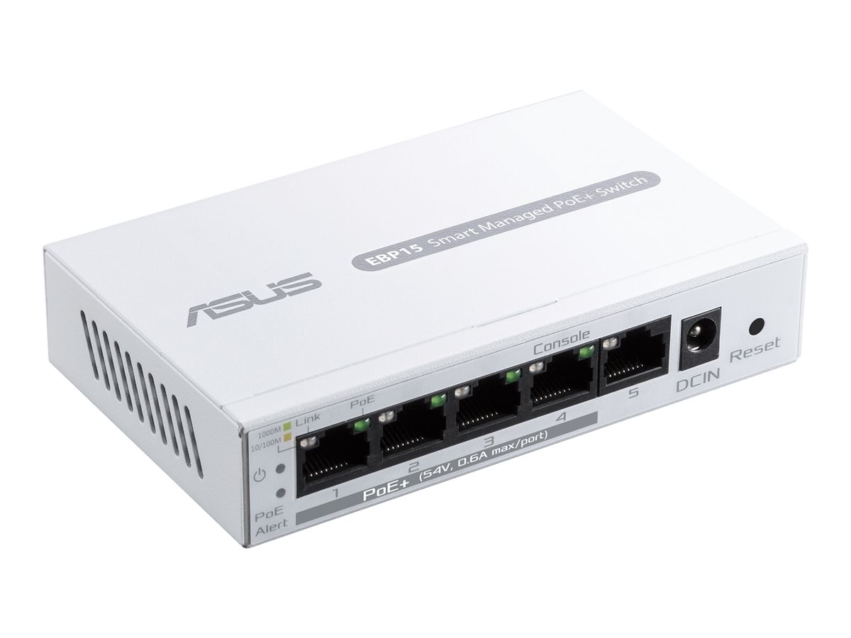 ASUS ExpertWiFi EBP15 - Interruptor - Administrado - 5 x 10/100/1000 - desktop - PoE+ (60 W)