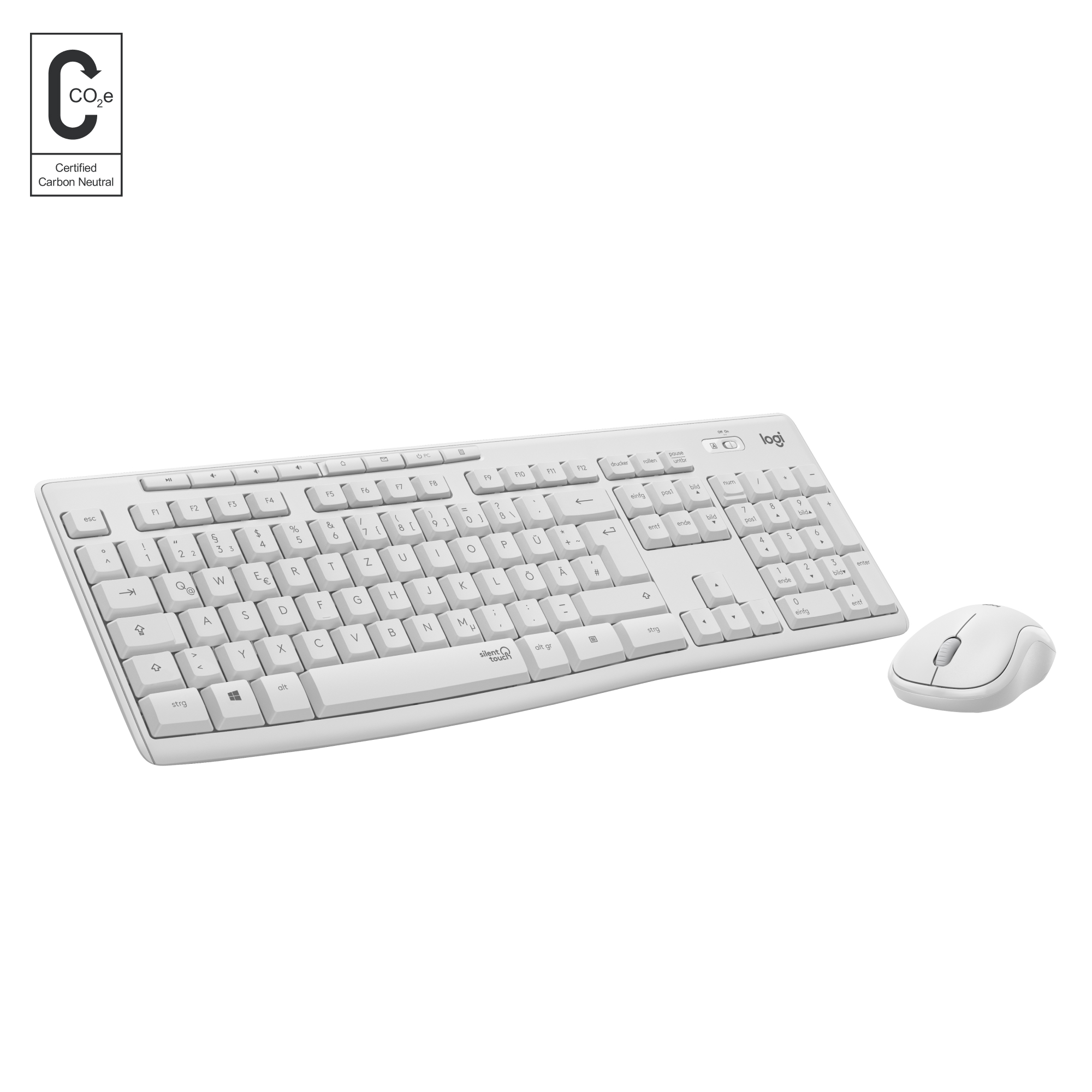 Logitech MK295 Silent - Conjunto de teclado e rato - sem fios - 2.4 GHz - Padrão internacional americano - esbranquiçado