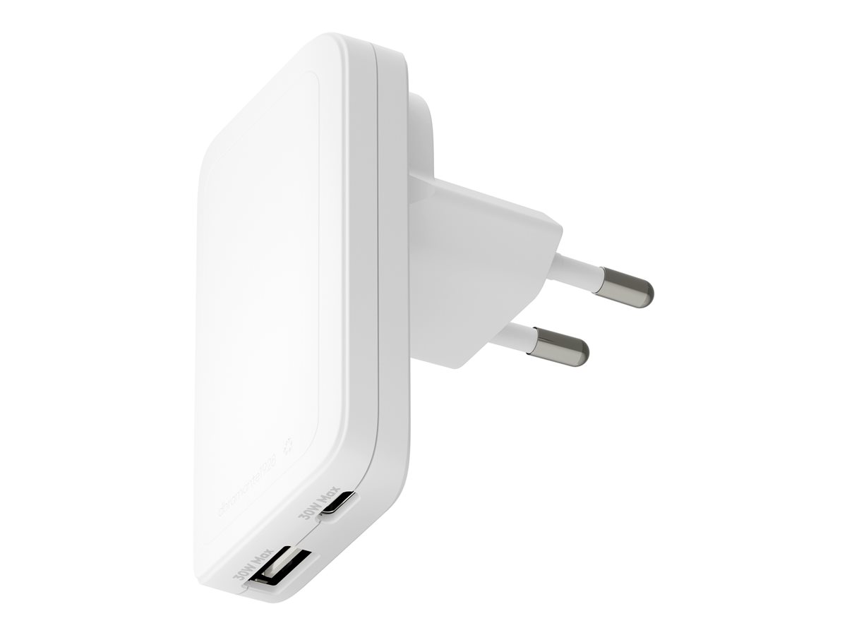 dbramante1928 re-charge Pro - Adaptador de alimentação - fino - 30 Watt - 2 conectores de saída (USB-C, USB) - branco