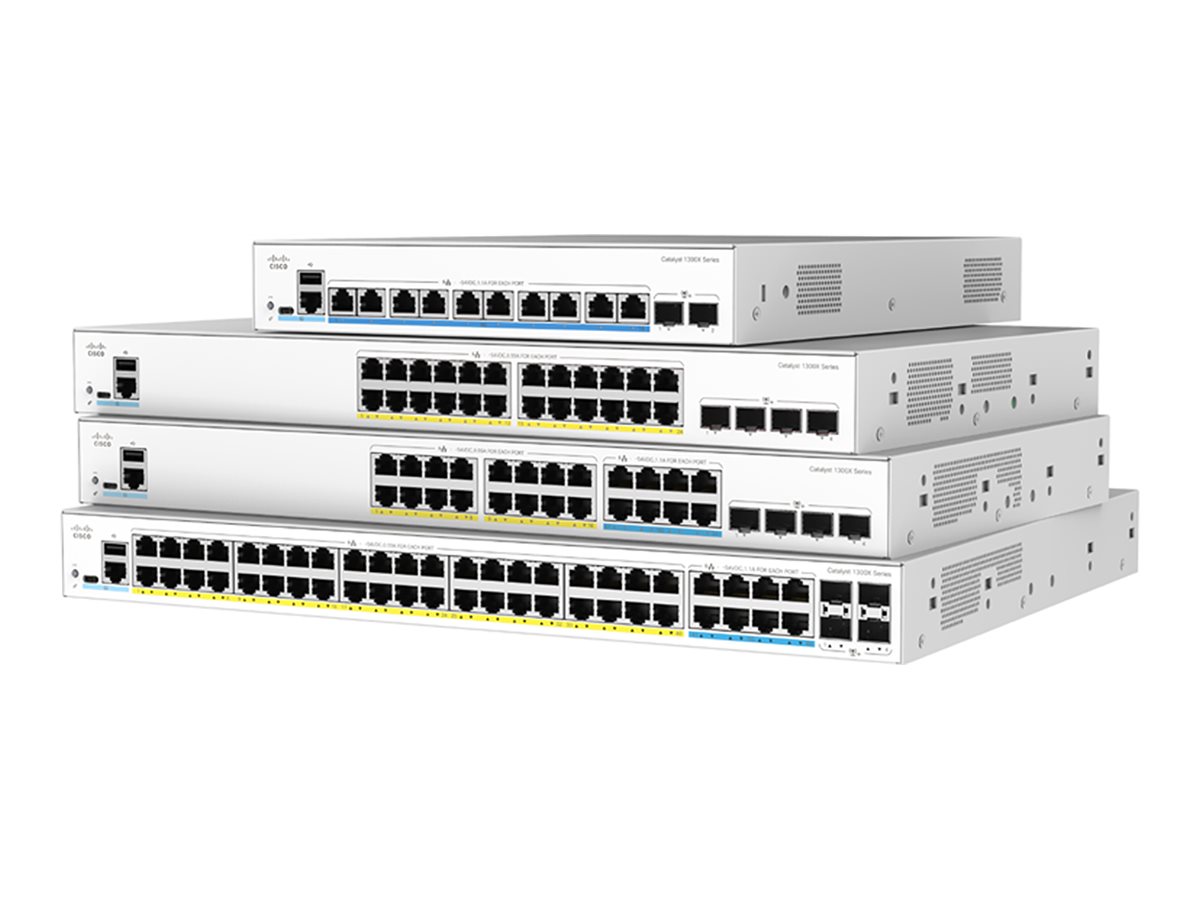 Cisco Catalyst 1300X-24T-4X - Interruptor - L3 - Administrado - 4 x 10 Gigabit SFP28 + 24 x 10/100/1000Base-T - montável em trilho