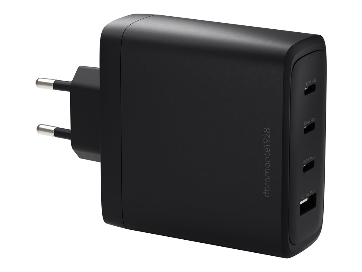 dbramante1928 re-charge - Adaptador de alimentação - 140 Watt - 4 conectores de saída (3 x USB-C, USB) - preto