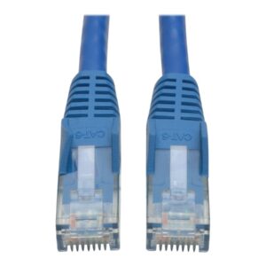 Eaton Tripp Lite Series Cat6 Gigabit Snagless Molded (UTP) Ethernet Cable (RJ45 M/M), PoE, Blue, 1 ft. (0.31 m) - Cabo patch - RJ-45 (M) para RJ-45 (M) - 30 cm - PTNB - CAT 6 - moldado, sem nós, entrançado - azul
