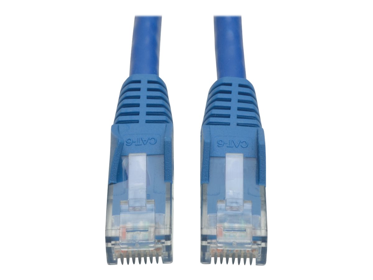 Eaton Tripp Lite Series Cat6 Gigabit Snagless Molded (UTP) Ethernet Cable (RJ45 M/M), PoE, Blue, 1 ft. (0.31 m) - Cabo patch - RJ-45 (M) para RJ-45 (M) - 30 cm - PTNB - CAT 6 - moldado, sem nós, entrançado - azul