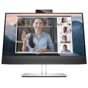 HP E24mv G4 Conferencing Monitor - E-Series - monitor LED - 24" - 1920 x 1080 Full HD (1080p) @ 60 Hz - IPS - 250 cd/m² - 1000:1 - 5 ms - HDMI, VGA, DisplayPort - altifalantes - prata, cabeça negra