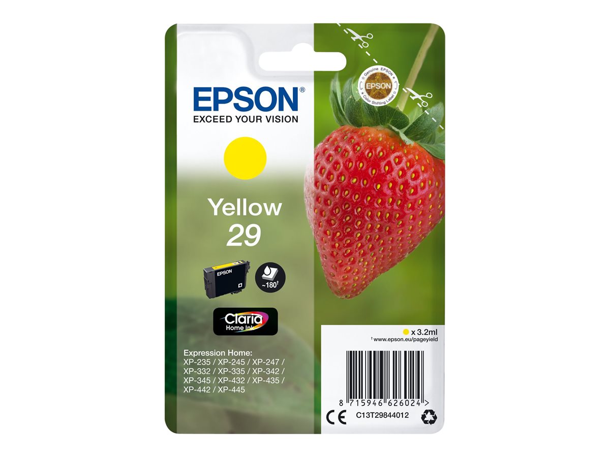 Epson 29 - 3.2 ml - amarelo - original - blister com RF/alarme acústico - tinteiro - para Expression Home XP-235, 245, 247, 255, 332, 335, 342, 345, 432, 435, 442, 445, 455
