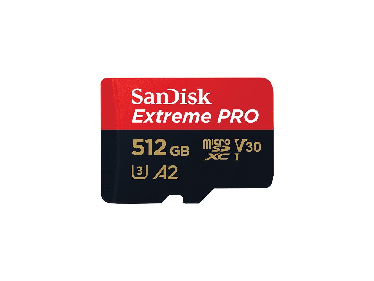SanDisk Extreme Pro - Cartão de memória flash (adaptador microSDXC para SD Incluído) - 512 GB - A2 / Video Class V30 / UHS-I U3 / Class10 - microSDXC UHS-I