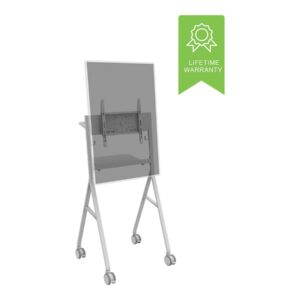 Display floor stand trolley - fits display 50 to 55" with VESA sizes up to 350 x 350 and 400 x 400 - laptop shelf - cable management - rotates portrait to landscape - large 100mm wheels - swl 45 kg - fits Microsoft Surface Hub 2 or 3 - white to match
