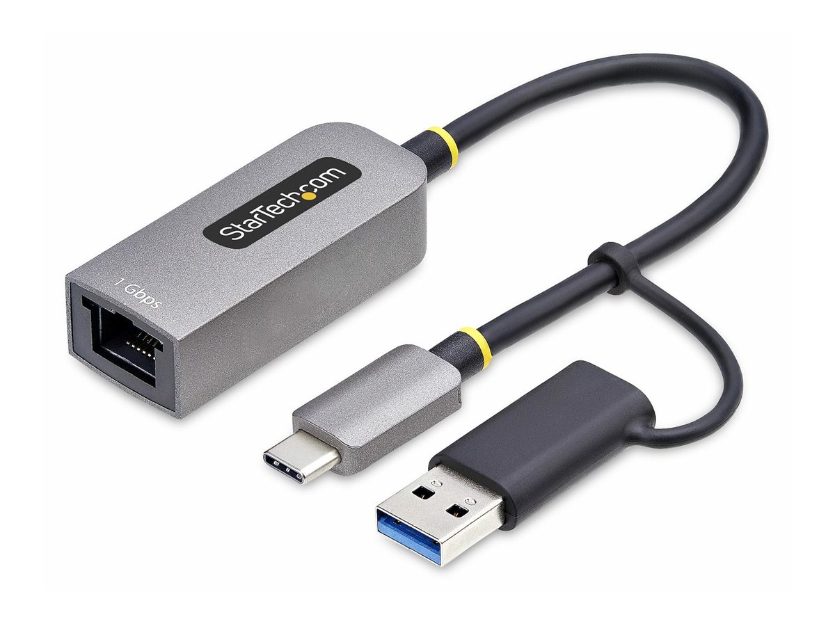 StarTech.com USB-C to Ethernet Adapter w/USB-A Adapter, Realtek RTL8153B - Adaptador de rede - USB-C 3.2 Gen 1 - Gigabit Ethernet - cinzento espaço