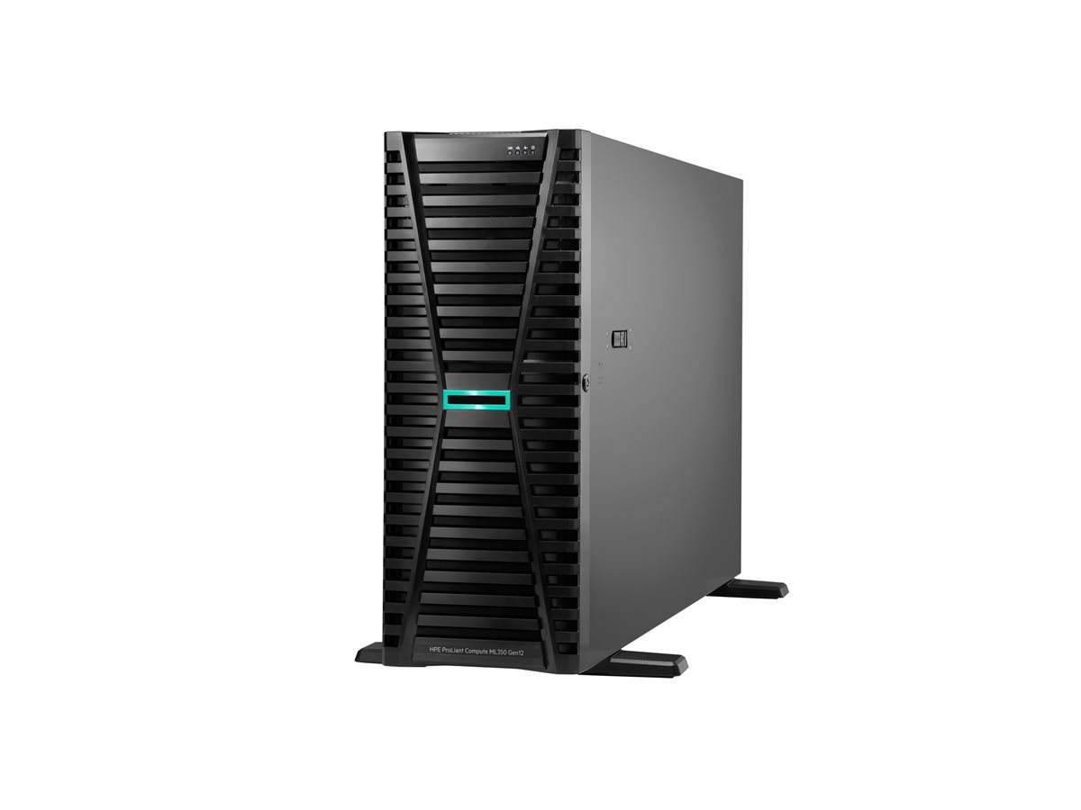 HPE ProLiant Compute ML350 Gen12 - Servidor - torre 4U - 2-way - 1 x Xeon 6505P / até 4.1 GHz - RAM 64 GB - SATA/SAS/NVMe - hot-swap (permuta) 2.5" compartimento(s) - SSD 2 x 960 GB - monitor: nenhum