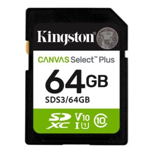 Kingston Canvas Select Plus - Cartão de memória flash - 64 GB - Video Class V10 / UHS-I U1 / Class10 - SDXC UHS-I