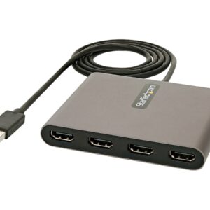 StarTech.com USB 3.0 to 4 HDMI Adapter, External Video & Graphics Card, USB Type-A to Quad HDMI Monitor Display Adapter Dongle, 1080p 60Hz, USB 3.0 to HDMI Adapter/Video Converter, Windows - Multi Monitor Adapter - Cabo adaptador - USB Tipo A macho p