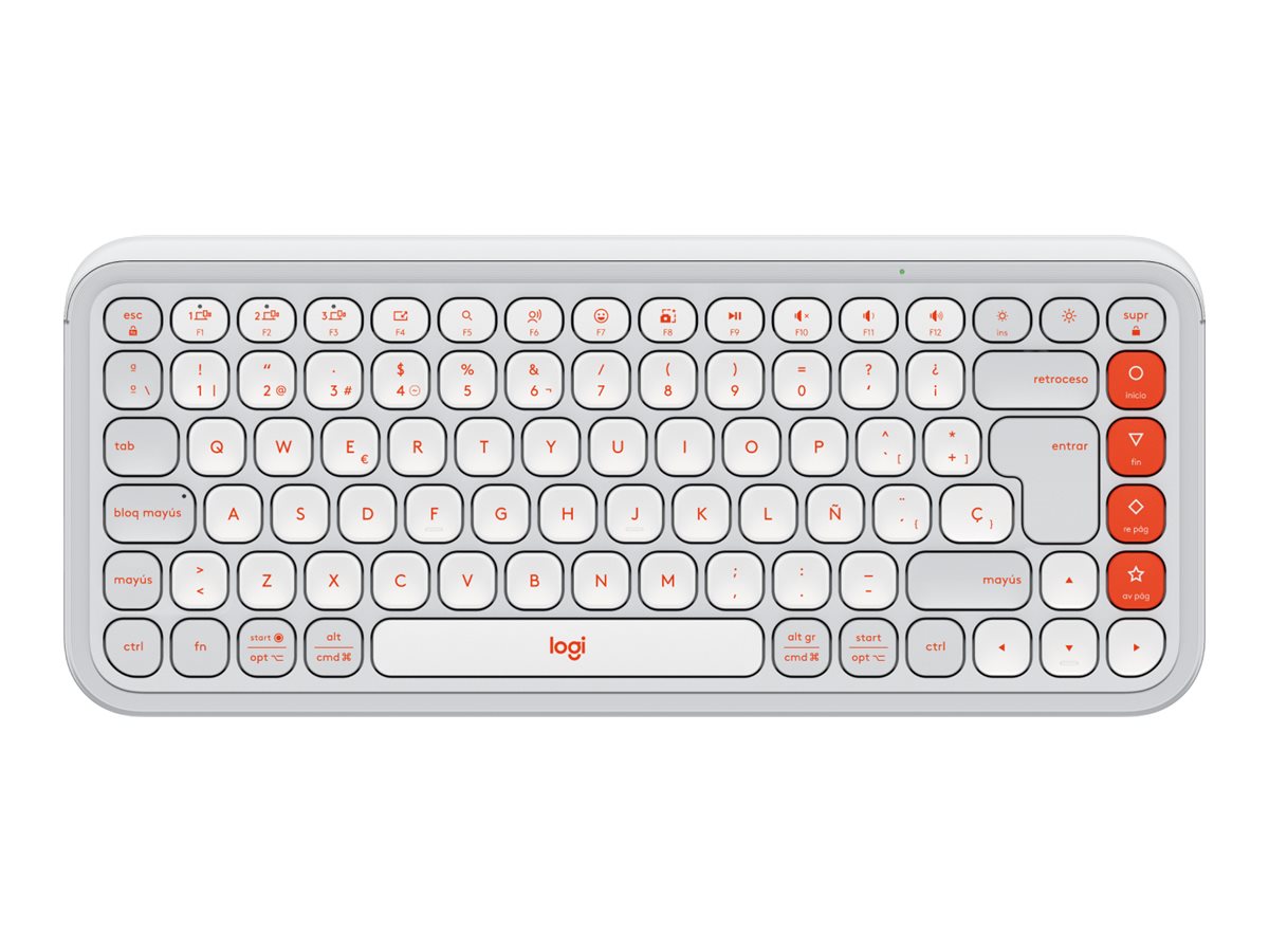 Logitech POP Icon Keys - Teclado - sem fios - Bluetooth LE - QWERTY - Espanhol - esbranquiçado, laranja