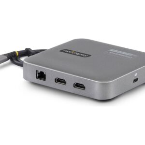 StarTech.com Universal USB C multiport adapter - Apple M1/M2 Dual Display compatible - DisplayLink Cert Dual 4K 60Hz HDMI 2.0b - 1xA/1xC USB 3.2 10Gbps hub | 100W PD charging - Type-C Mini docking station - Power adapter/bus powered - Win/Chrome/macOS - estação de engate - USB-C / USB4 / Thunderbolt 3 / Thunderbolt 4 - 2 x HDMI - 1GbE