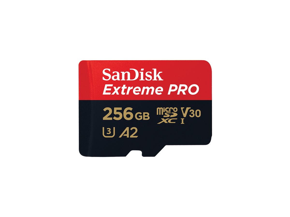 SanDisk Extreme Pro - Cartão de memória flash (adaptador microSDXC para SD Incluído) - 256 GB - A2 / Video Class V30 / UHS-I U3 / Class10 - microSDXC UHS-I