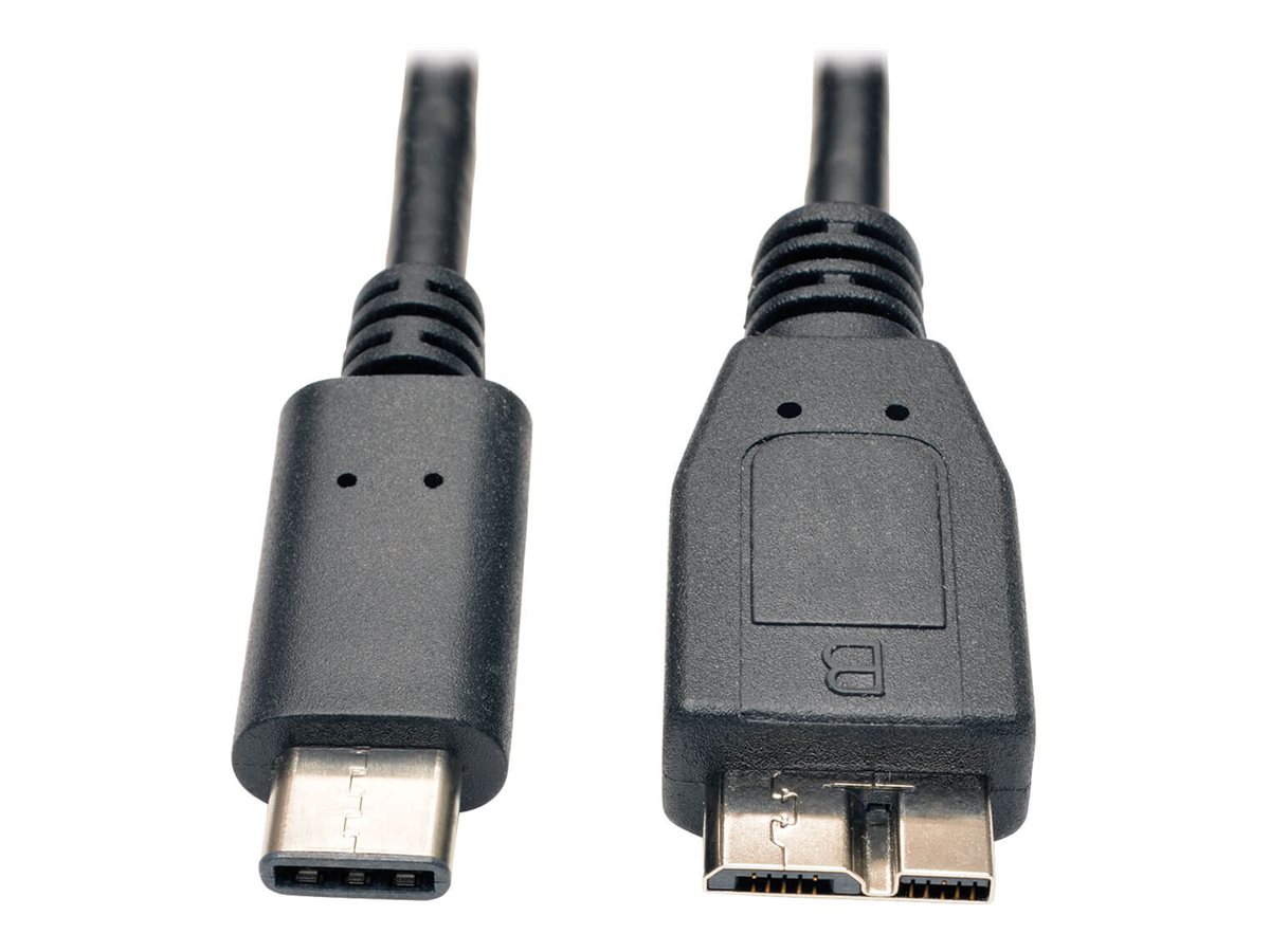 Eaton Tripp Lite Series USB-C to USB Micro-B Cable (M/M) - USB 3.2, Gen 2 (10 Gbps), Thunderbolt 3 Compatible, 3 ft. (0.91 m) - Cabo USB - 24 pin USB-C (M) para Micro USB Tipo B (M) - USB 3.1 Gen 2 - 3 A - 91 cm - moldado - preto
