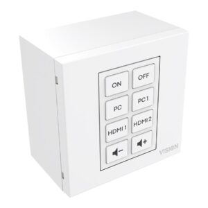 Modular AV faceplate control module - 8 buttons - learns ir remote control codes from other remotes - supports RS232, 12v trigger, scheduling - multiple commands per button - double-space module - 1 gang UK surround and backbox included - white